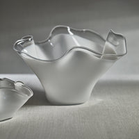 Royal White Tall Wave Glass Decorative Bowl - Bowl Detail | Bone & Brass