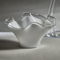 Royal White Tall Wave Glass Decorative Bowl - Bowl Top View | Bone & Brass