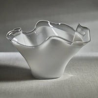 Royal White Tall Wave Glass Decorative Bowl - Bowl Side View | Bone & Brass