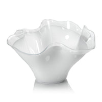 Royal White Tall Wave Glass Decorative Bowl | Bone & Brass