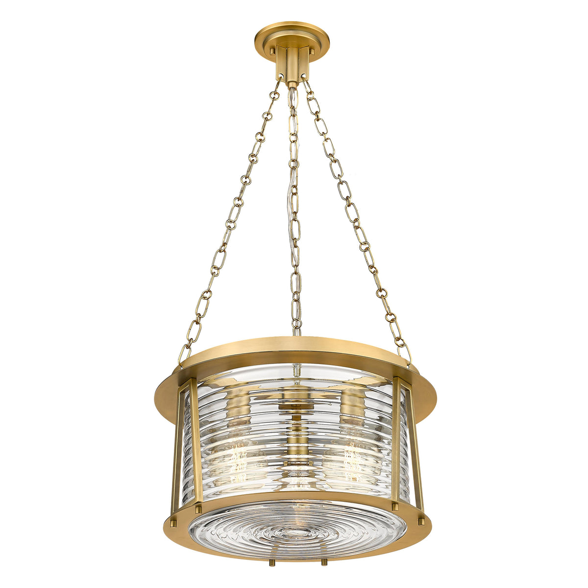 Rubbed Brass Cape Harbor Lighthouse Pendant