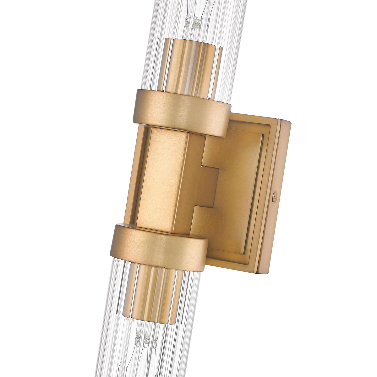 Rubbed Brass Fluted Glass Wall Sconce