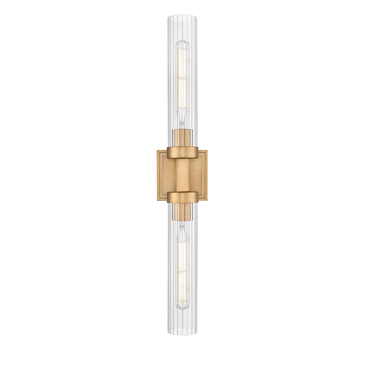 Rubbed Brass Fluted Glass Wall Sconce