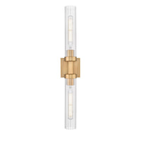 Rubbed Brass Fluted Glass Wall Sconce
