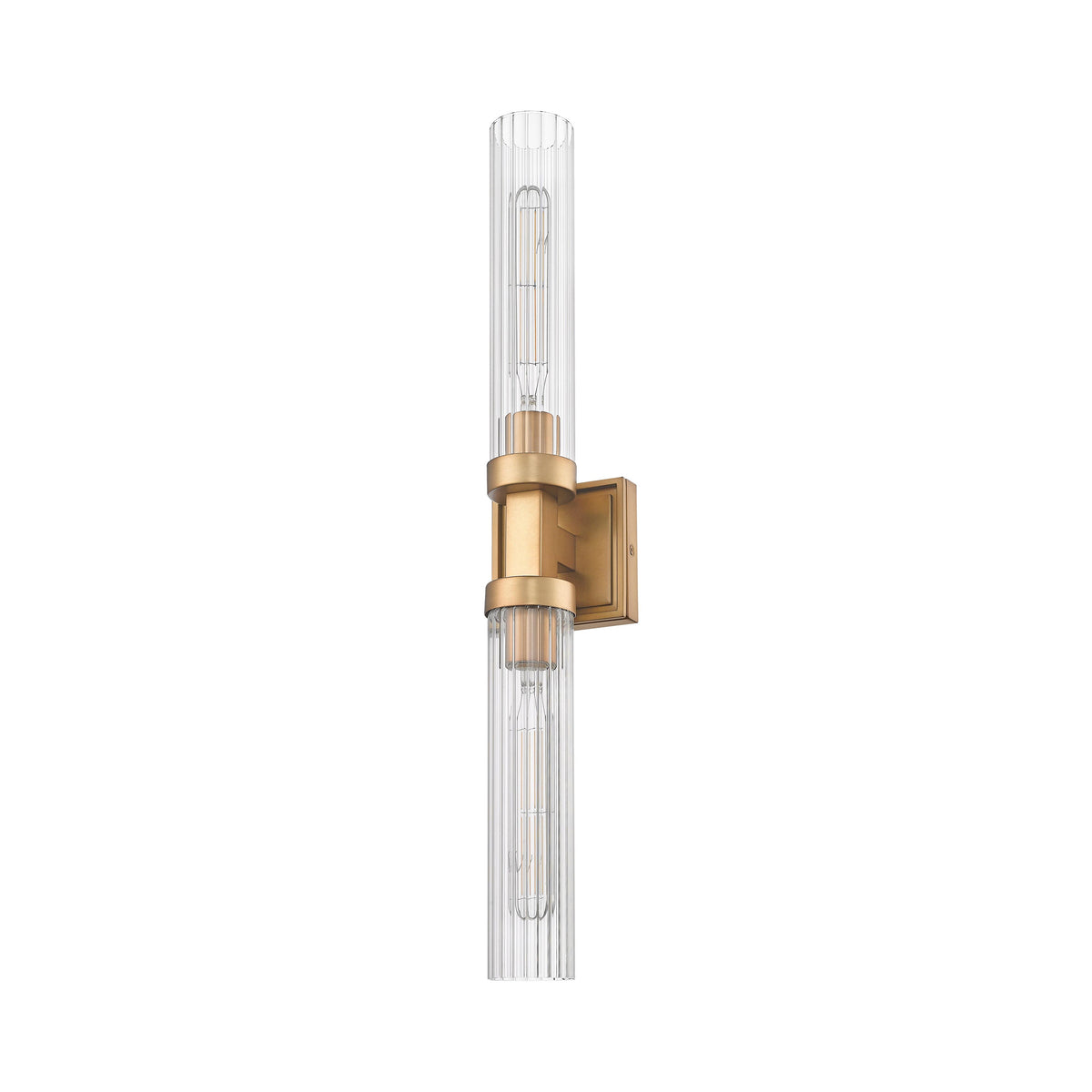 Rubbed Brass Fluted Glass Wall Sconce