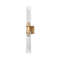 Rubbed Brass Fluted Glass Wall Sconce