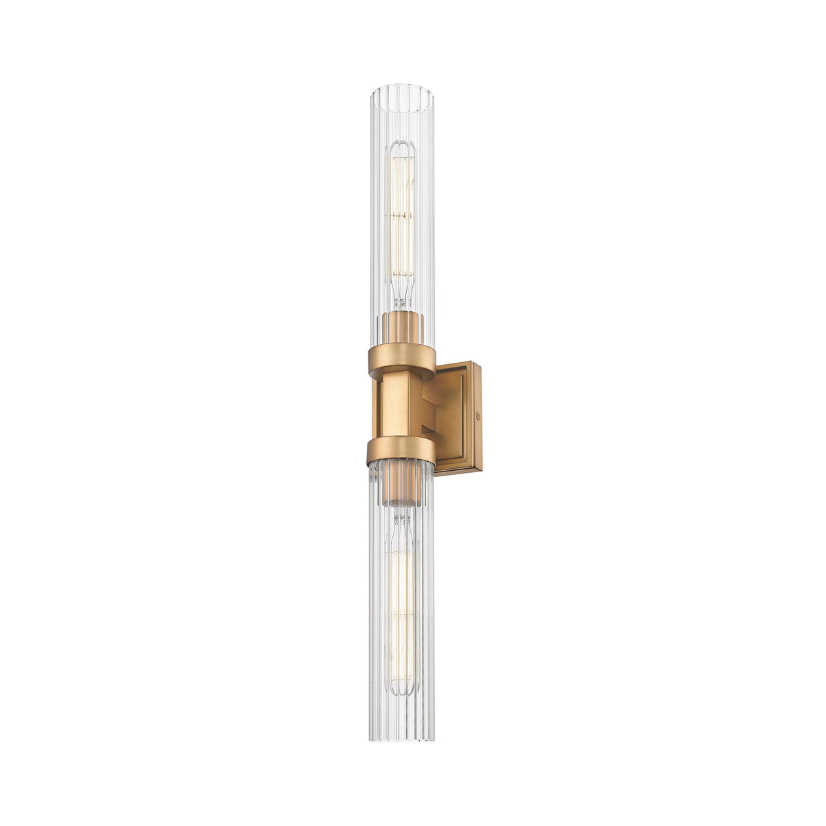 Rubbed Brass Fluted Glass Wall Sconce