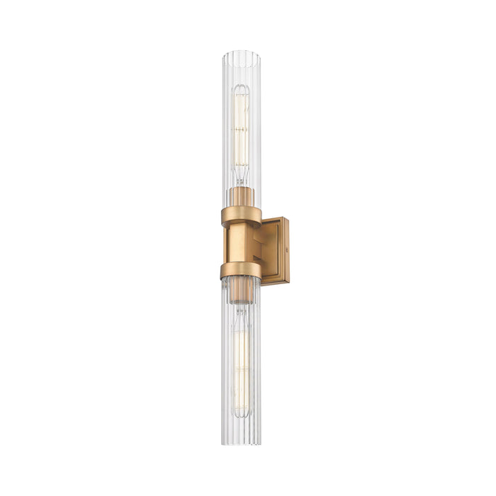 Rubbed Brass Fluted Glass Wall Sconce