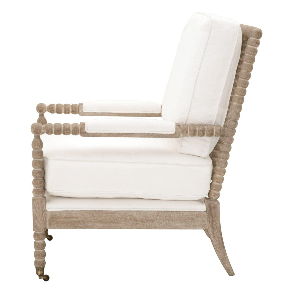 Russell Ivory Carved Spool Club Chair - Chair Side View | Bone & Brass