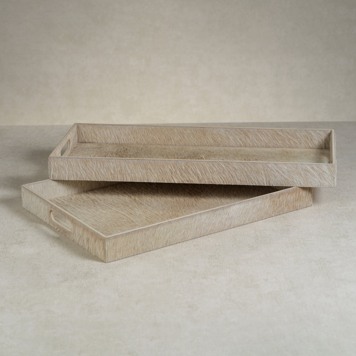 Rutbeek Tan Hair-On-Hide Leather Serving Tray - Tray Detail | Bone & Brass