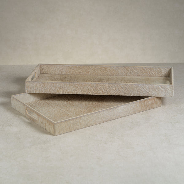 Rutbeek Tan Hair-On-Hide Leather Serving Tray - Tray Detail | Bone & Brass
