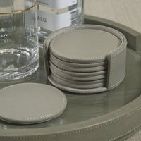 Ruvo Gray Leather Coaster Set - Coaster Detail | Bone & Brass