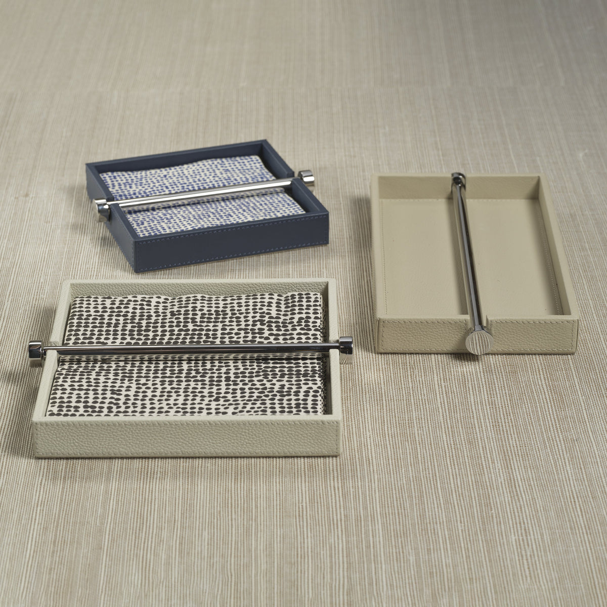 Ruvo Ivory Leather Dinner Napkin Holder - Holder Detail | Bone & Brass