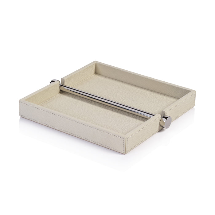 Ruvo Ivory Leather Luncheon Napkin Holder | Bone & Brass