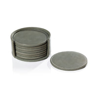 Ruvo Sage Leather Coaster Set | Bone & Brass