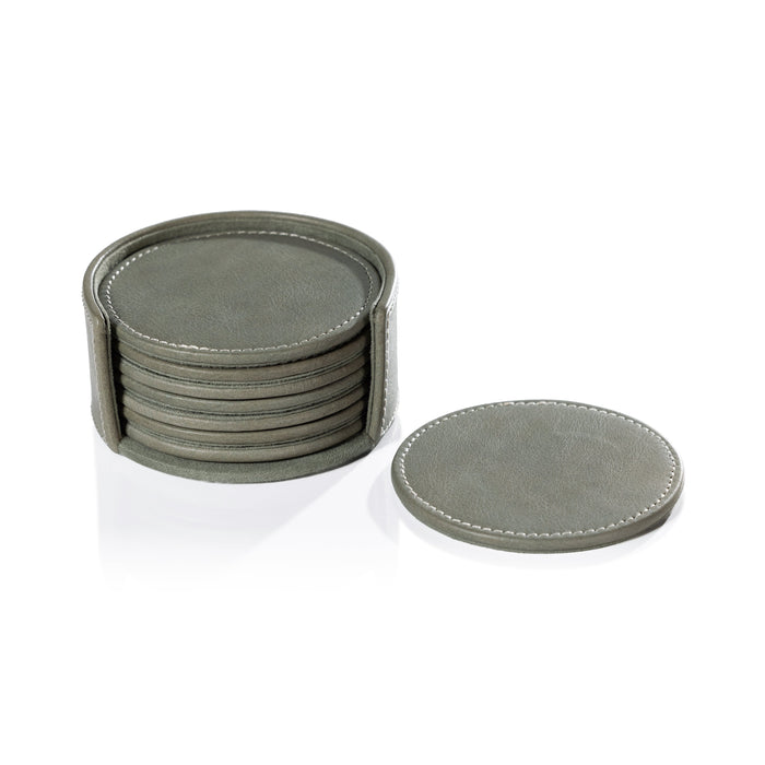 Ruvo Sage Leather Coaster Set | Bone & Brass