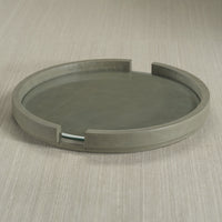 Ruvo Sage Leather Serving Tray with Glass Insert - Tray Side View | Bone & Brass