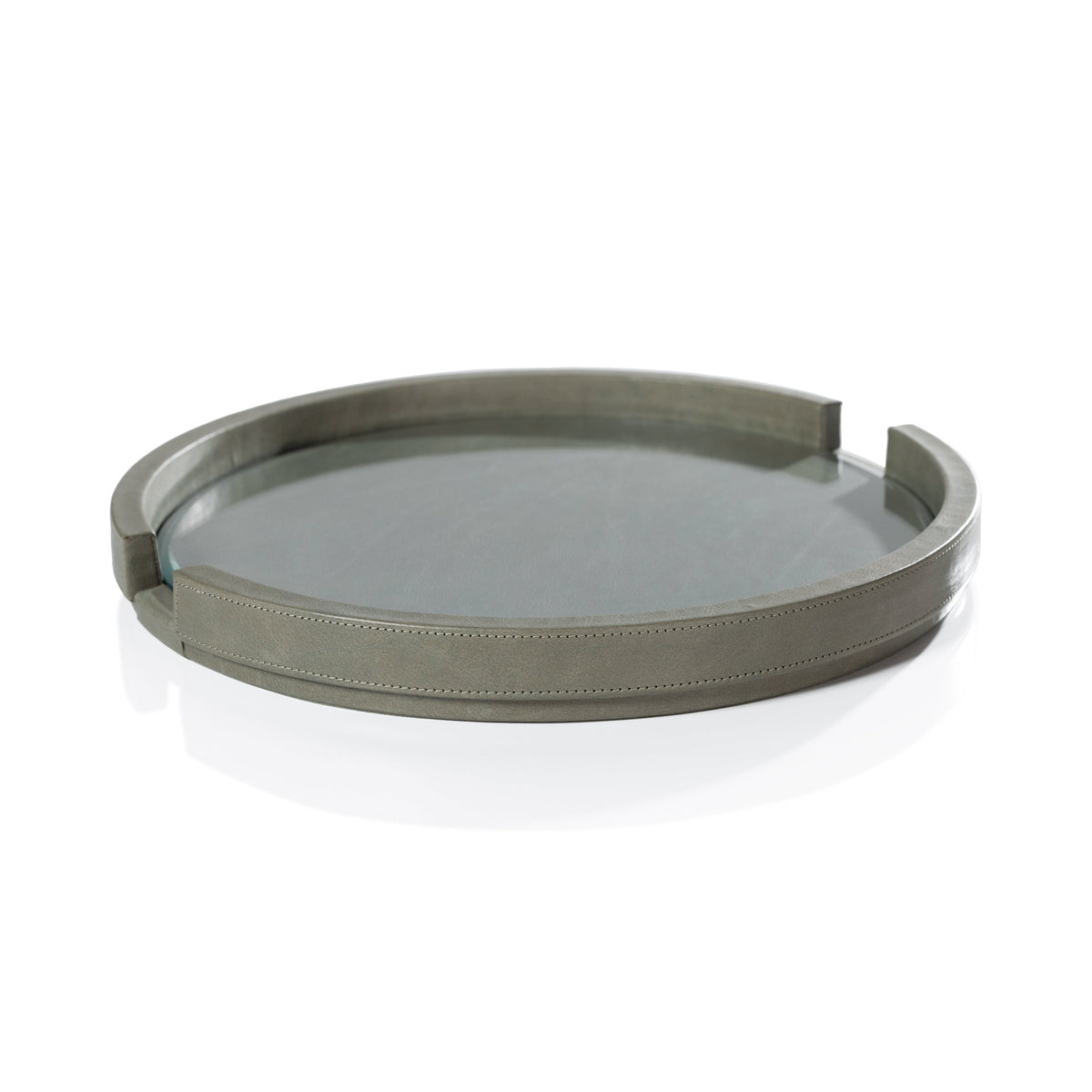 Ruvo Sage Leather Serving Tray with Glass Insert | Bone & Brass
