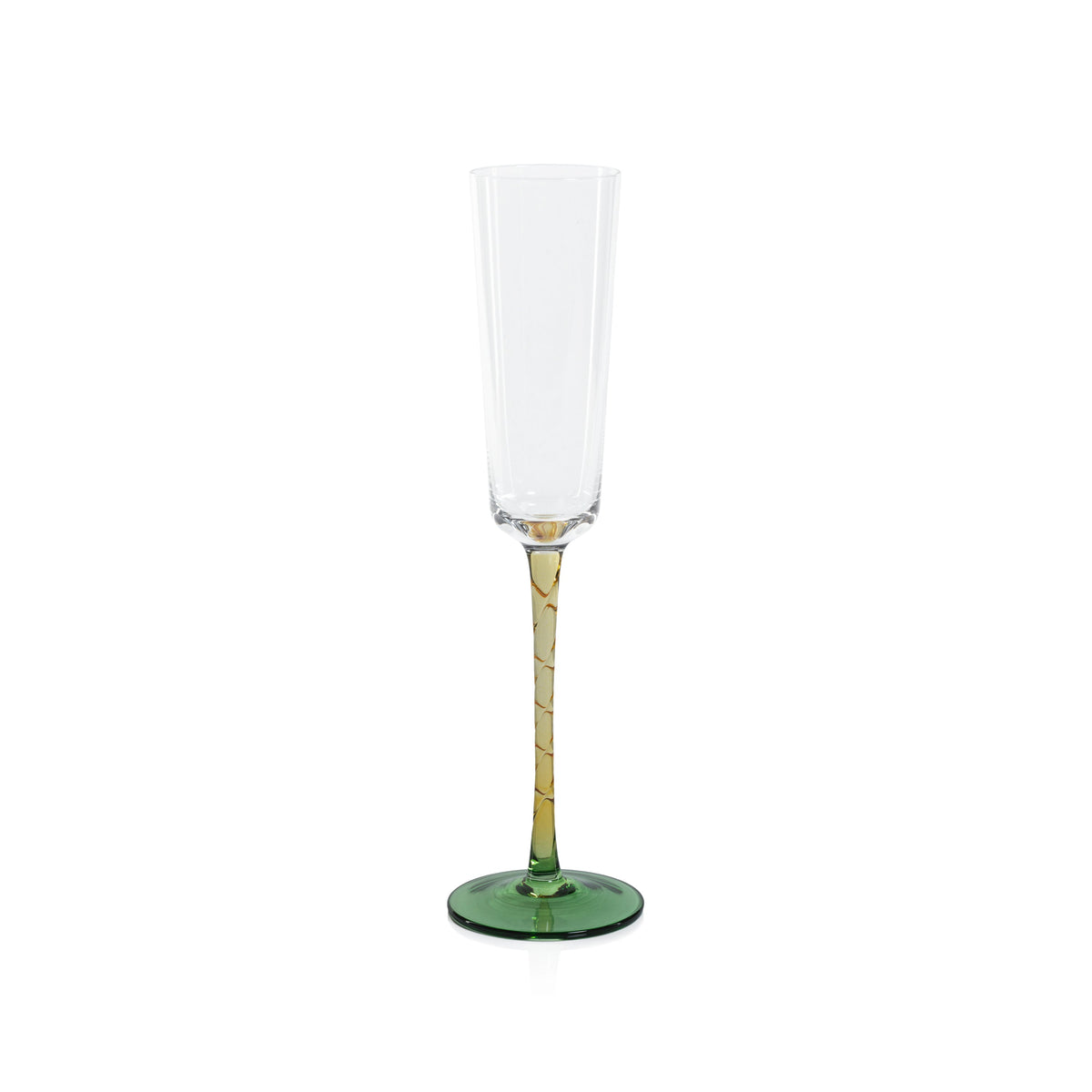 Sachi Amber & Green Champagne Flutes, Set 6 | Bone & Brass
