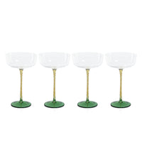 Sachi Amber & Green Cocktail / Martini Glasses, Set 4 - Glass Side View | Bone & Brass