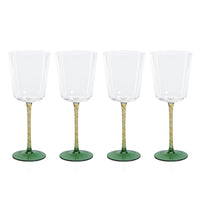 Sachi Amber & Green Red Wine Glasses, Set 4 - Glass Stem Detail | Bone & Brass