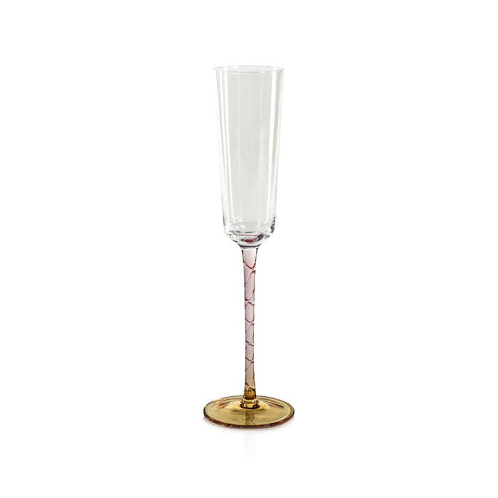 Sachi Amber & Pink Champagne Flutes, Set 6 | Bone & Brass