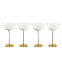 Sachi Amber & Pink Cocktail / Martini Glasses, Set 4 - Glass Side View | Bone & Brass