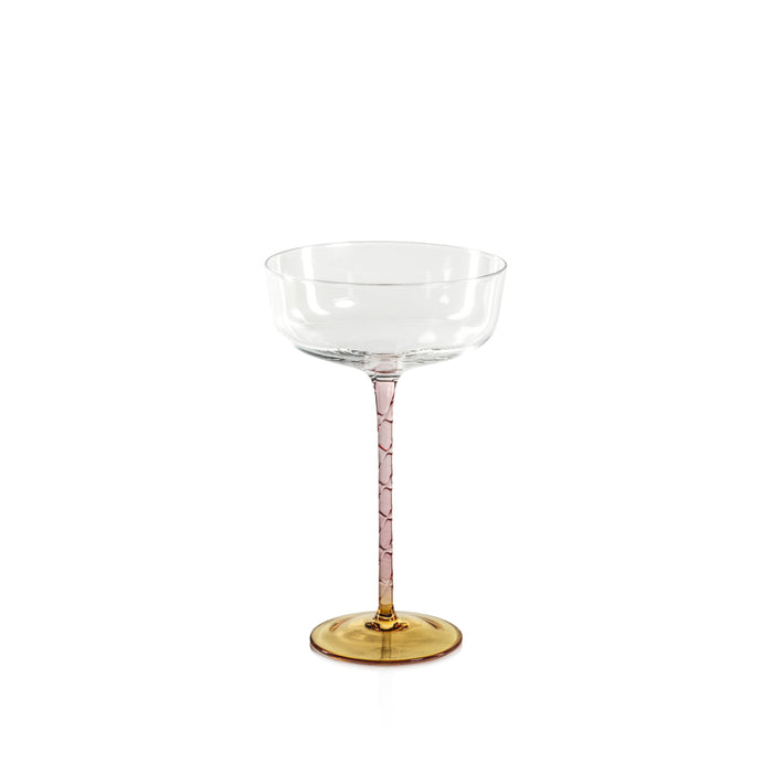 Sachi Amber & Pink Cocktail / Martini Glasses, Set 4 | Bone & Brass