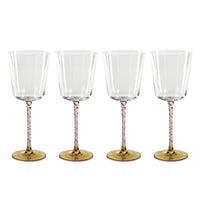 Sachi Amber & Pink Wine Glasses, Set 4 - Glass Stem Detail | Bone & Brass