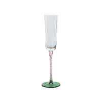 Sachi Green & Pink Champagne Flutes, Set 6 | Bone & Brass