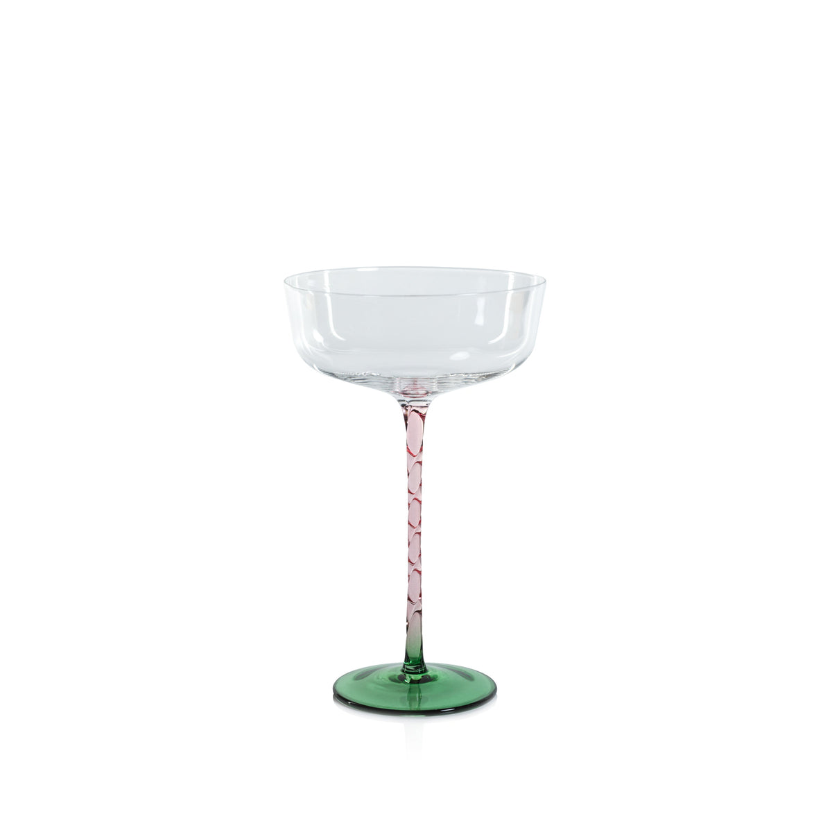 Sachi Green & Pink Cocktail / Martini Glasses, Set 4 | Bone & Brass