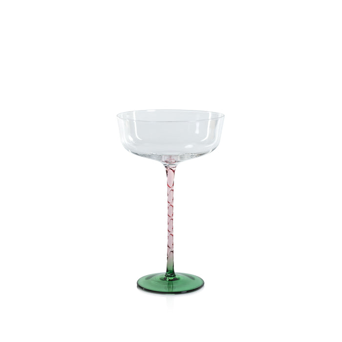 Sachi Green & Pink Cocktail / Martini Glasses, Set 4 | Bone & Brass