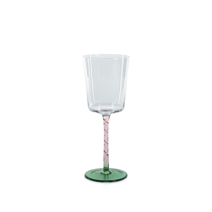 Sachi Green & Pink White Wine Glasses, Set 6 | Bone & Brass
