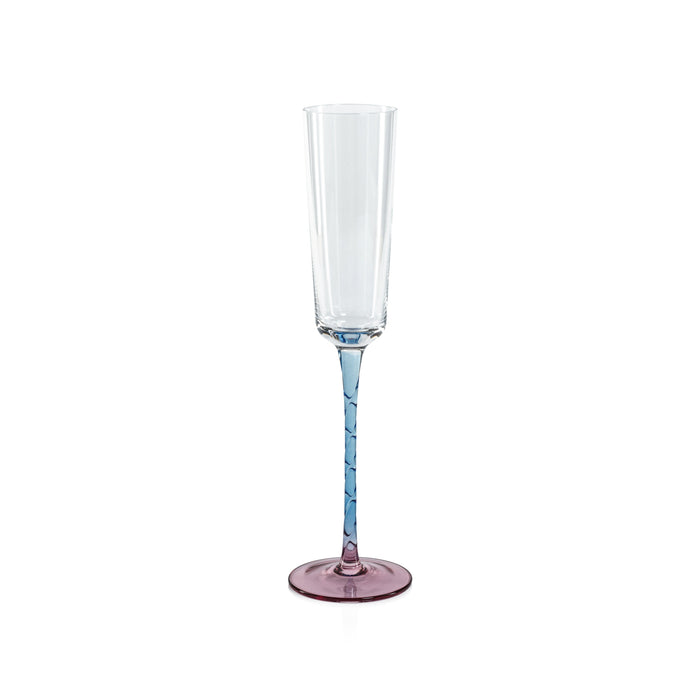 Sachi Pink & Blue Champagne Flutes, Set 6 | Bone & Brass