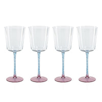 Sachi Pink & Blue Red Wine Glasses, Set 4 - Glass Stem Detail | Bone & Brass