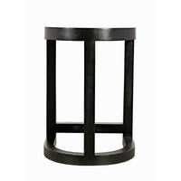 Hand-rubbed black mahogany Saddle counter stool with curved seat and base, 26"H.