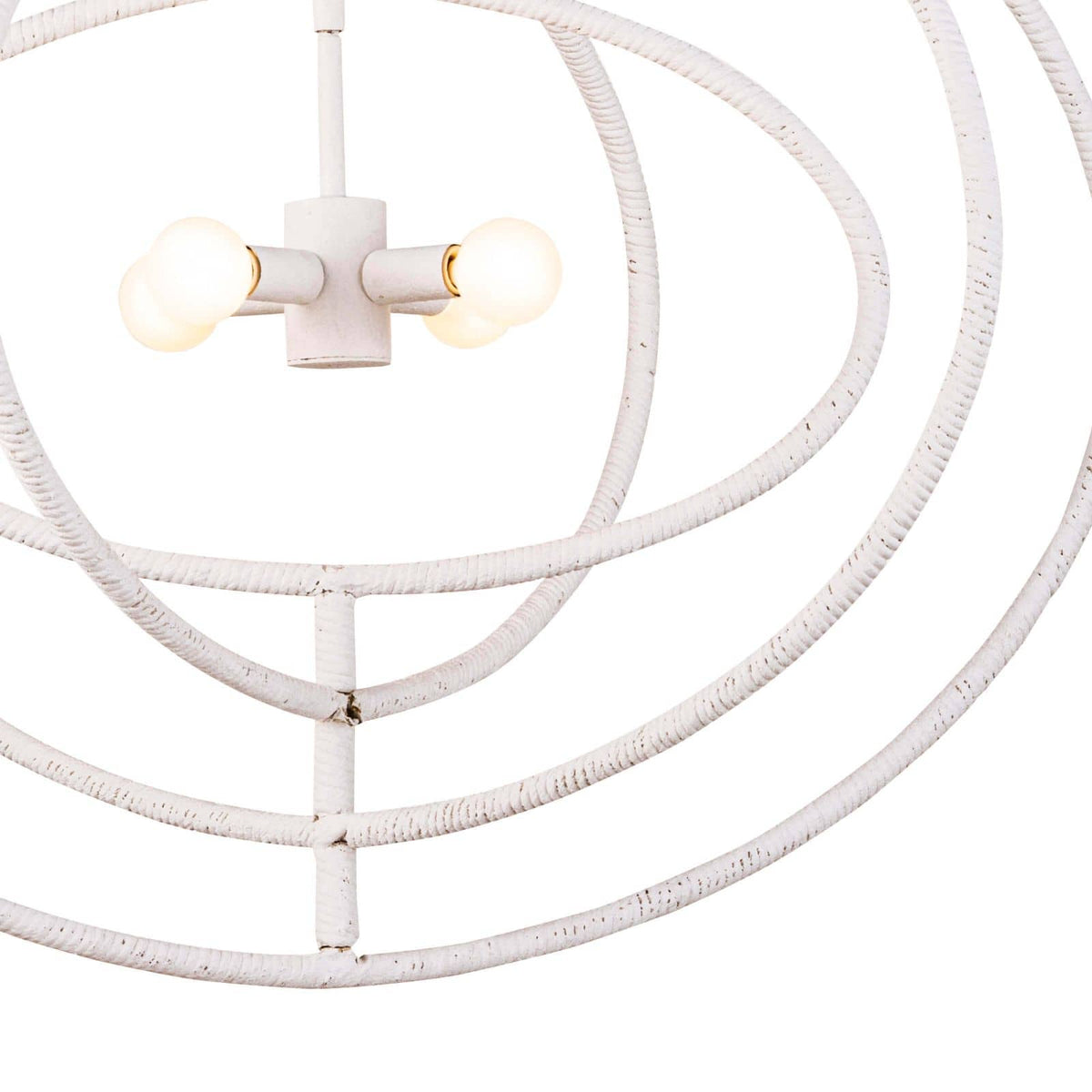 White Sail Chandelier with four G-type candelabra bulbs, featuring a minimalist, airy, sail-like design.