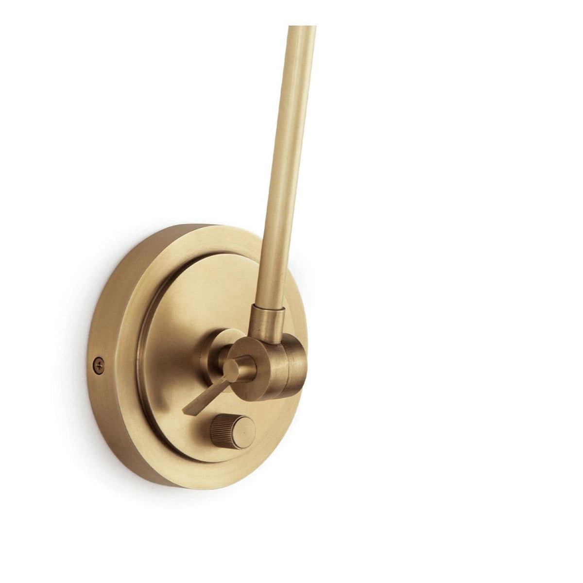 Sal Task Sconce in natural brass, a Mid-Century Modern wall light with an adjustable arm.