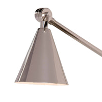 Polished nickel Sal Task Sconce with an adjustable arm and conical shade, offering Mid-Century Modern style.