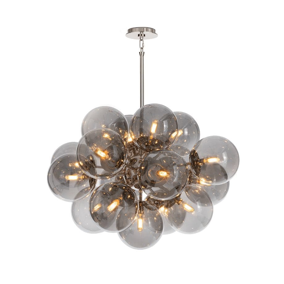 Shine Chandelier Polished Nickel with Smoke Glass