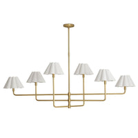 Polly Metal Chandelier Natural Brass with White Scalloped Shade