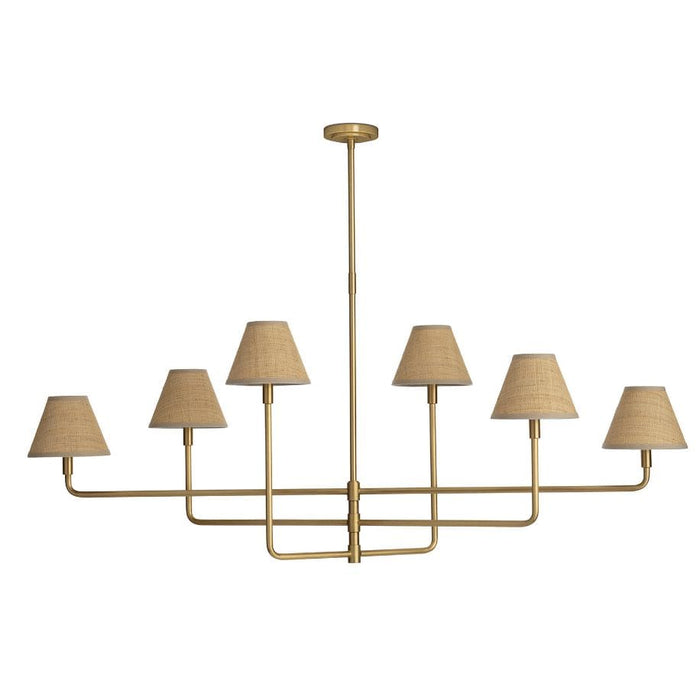 Polly Metal Chandelier Natural Brass with Rattan Shades