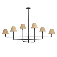 Polly Metal Chandelier Blackened Brass with Rattan Shade