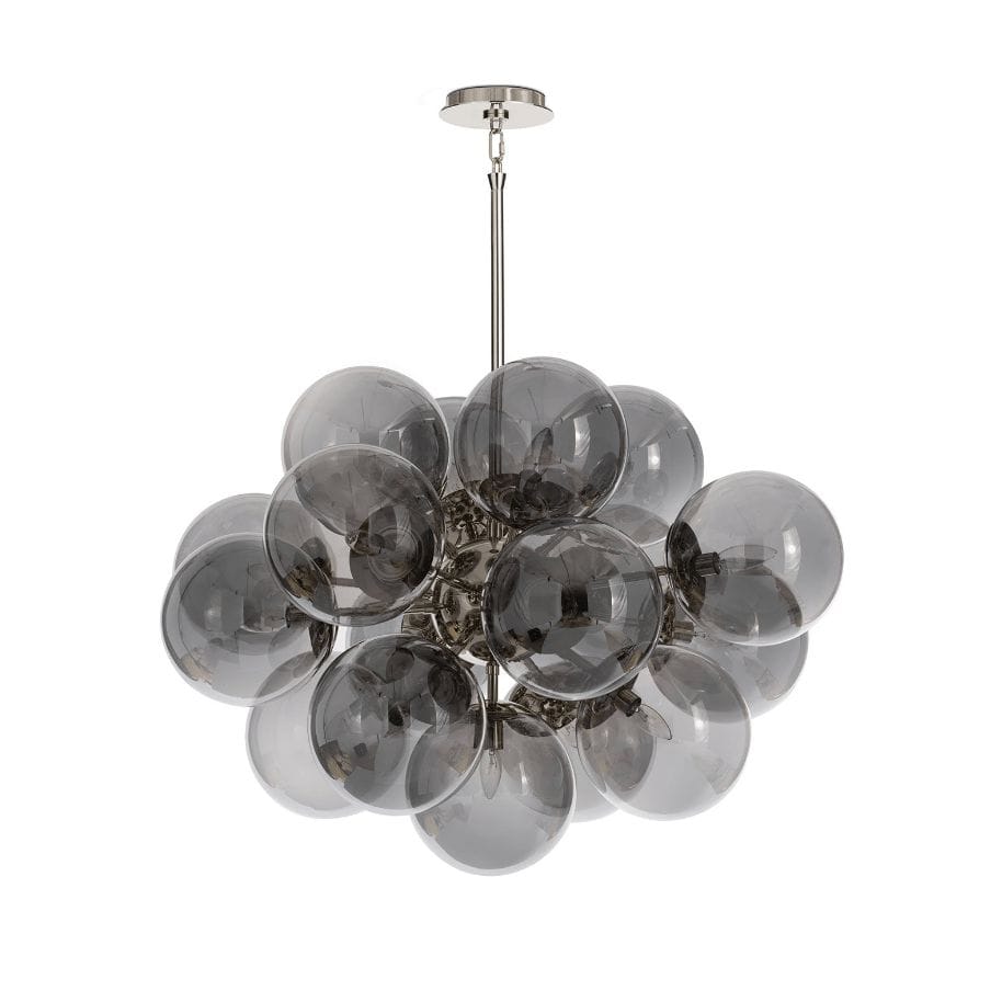 Shine Chandelier Polished Nickel with Smoke Glass