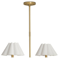 Polly Metal Chandelier Natural Brass with White Scalloped Shade