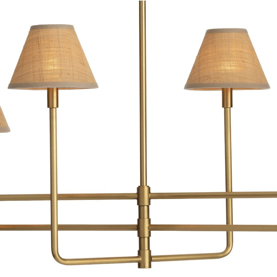 Polly Metal Chandelier Natural Brass with Rattan Shades