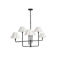 Polly Metal Chandelier Blackened Brass with White Scalloped Shade