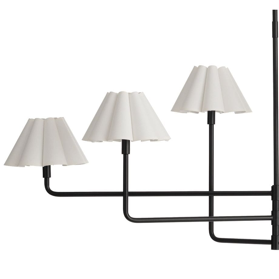 Polly Metal Chandelier Blackened Brass with White Scalloped Shade