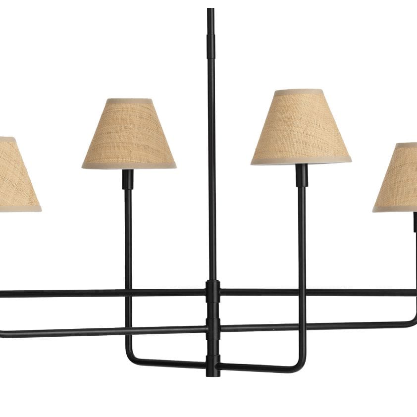 Polly Metal Chandelier Blackened Brass with Rattan Shade