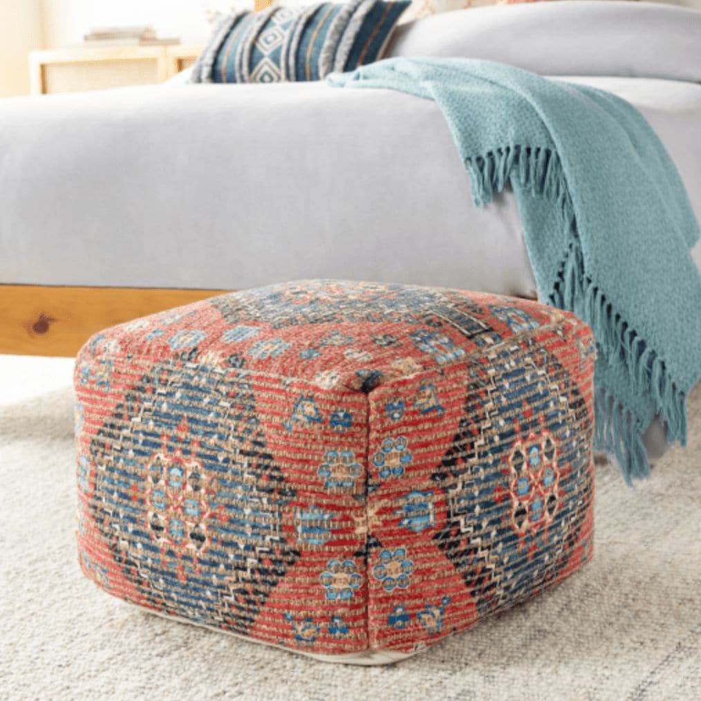 Coventry Orange & Blue Floor Pouf